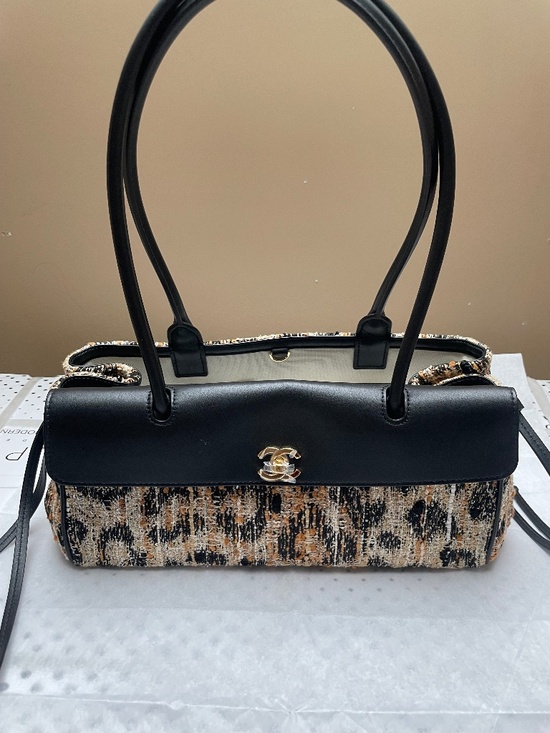CHANEL Handbags - Chanel 26A Urban Essential East West Shopping Bag - Leopard Print Tweed & Black